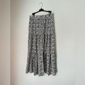 Floral, flowy, gathered maxi skirt